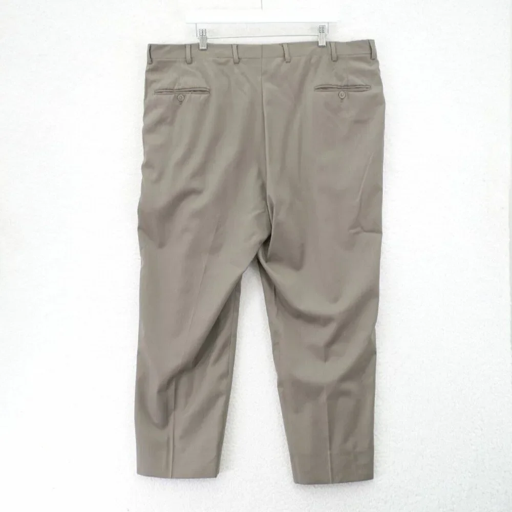 Hart Schaffner Marx Wool Beige Pleated High Rise Dress Pants Trousers 43/28 Line